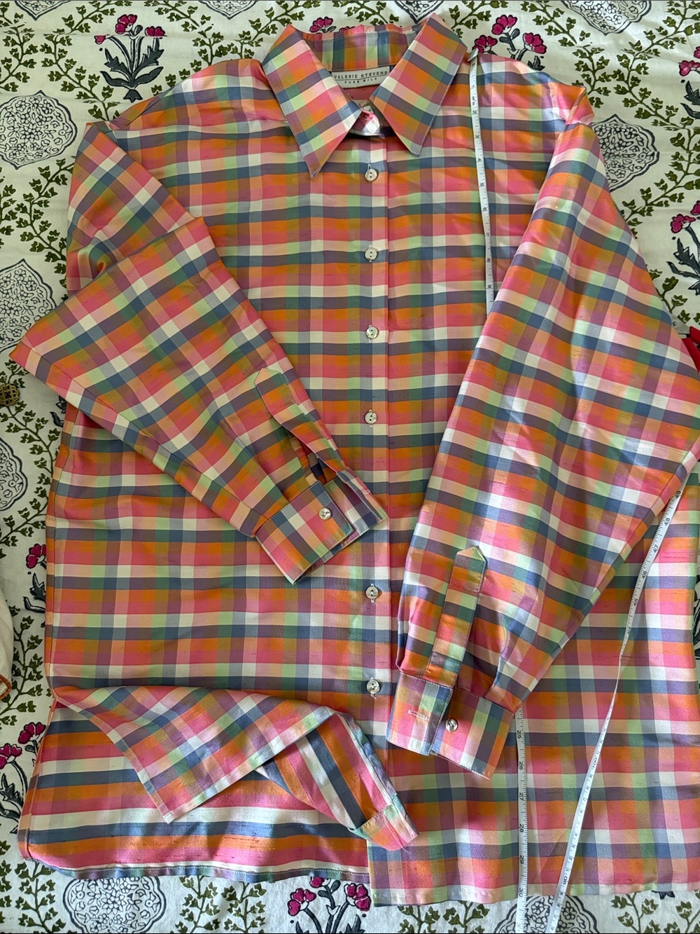Valerie Stevens Multicolor Plaid Button-Down Shirt - Pink, Yellow, Blue, Green
